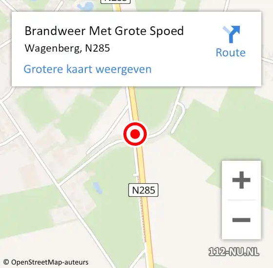 Locatie op kaart van de 112 melding: Brandweer Met Grote Spoed Naar Wagenberg, N285 op 22 juni 2017 14:55