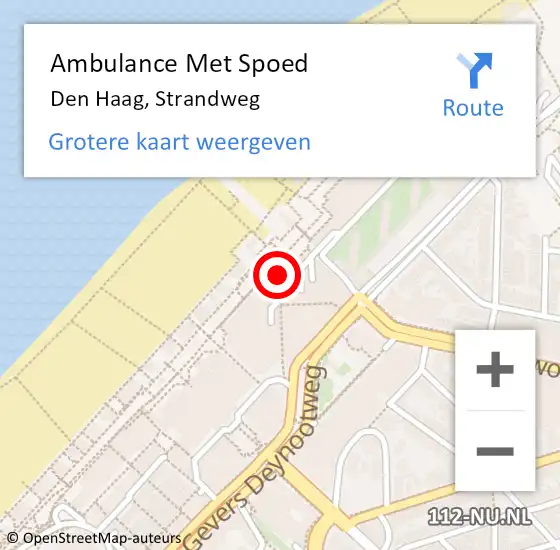 Locatie op kaart van de 112 melding: Ambulance Met Spoed Naar Den Haag, Strandweg op 22 juni 2017 15:02
