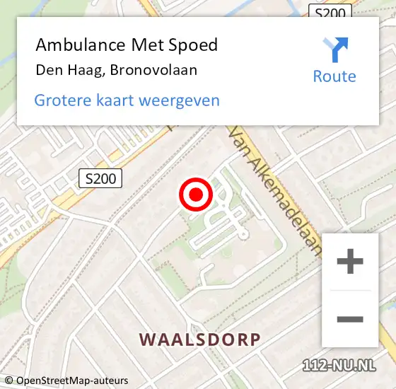 Locatie op kaart van de 112 melding: Ambulance Met Spoed Naar Den Haag, Bronovolaan op 22 juni 2017 15:23