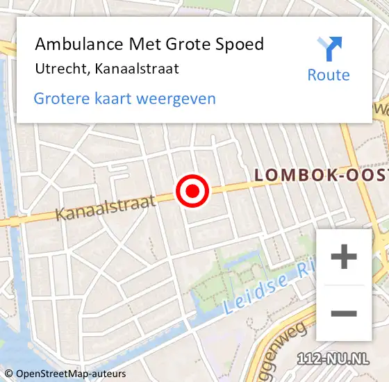 Locatie op kaart van de 112 melding: Ambulance Met Grote Spoed Naar Utrecht, Kanaalstraat op 22 juni 2017 15:34