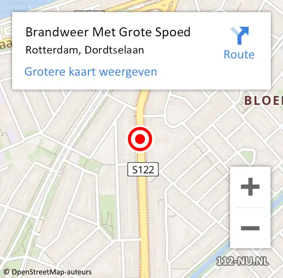 Locatie op kaart van de 112 melding: Brandweer Met Grote Spoed Naar Rotterdam, Dordtselaan op 22 juni 2017 15:45