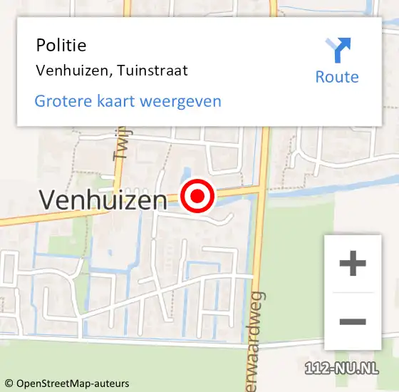 Locatie op kaart van de 112 melding: Politie Venhuizen, Tuinstraat op 22 juni 2017 15:46