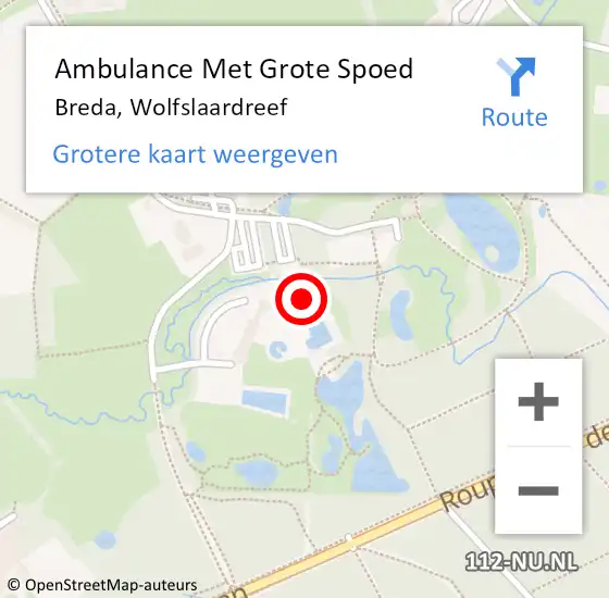 Locatie op kaart van de 112 melding: Ambulance Met Grote Spoed Naar Breda, Wolfslaardreef op 22 juni 2017 15:51