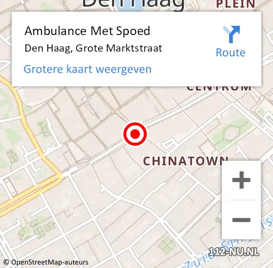 Locatie op kaart van de 112 melding: Ambulance Met Spoed Naar Den Haag, Grote Marktstraat op 22 juni 2017 15:52