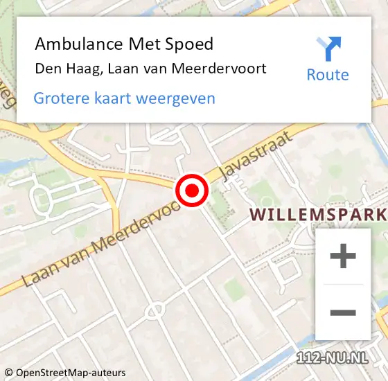 Locatie op kaart van de 112 melding: Ambulance Met Spoed Naar Den Haag, Laan van Meerdervoort op 22 juni 2017 15:59