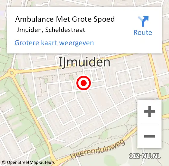 Locatie op kaart van de 112 melding: Ambulance Met Grote Spoed Naar IJmuiden, Scheldestraat op 22 juni 2017 16:00