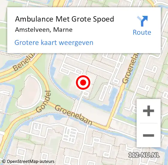Locatie op kaart van de 112 melding: Ambulance Met Grote Spoed Naar Amstelveen, Marne op 22 juni 2017 16:01