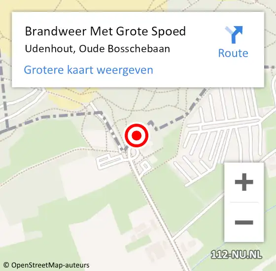 Locatie op kaart van de 112 melding: Brandweer Met Grote Spoed Naar Udenhout, Oude Bosschebaan op 22 juni 2017 16:02