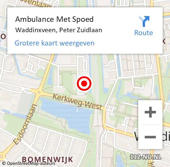 Locatie op kaart van de 112 melding: Ambulance Met Spoed Naar Waddinxveen, Peter Zuidlaan op 22 juni 2017 16:04