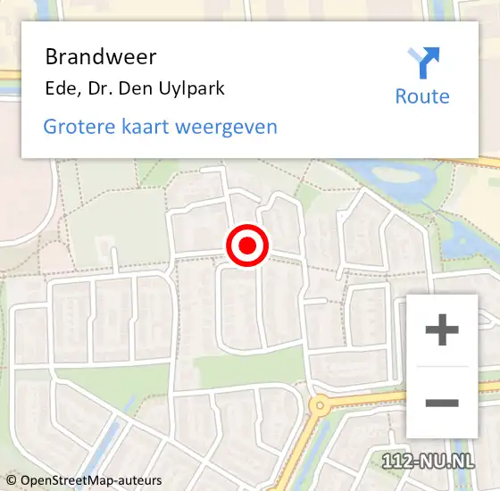 Locatie op kaart van de 112 melding: Brandweer Ede, Dr. Den Uylpark op 22 juni 2017 16:05