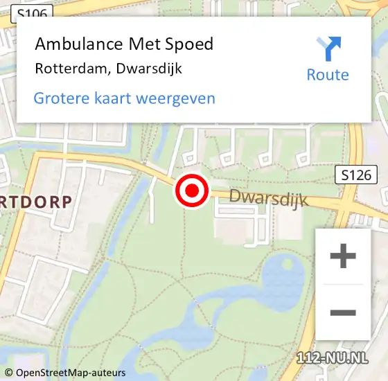 Locatie op kaart van de 112 melding: Ambulance Met Spoed Naar Rotterdam, Dwarsdijk op 22 juni 2017 16:05