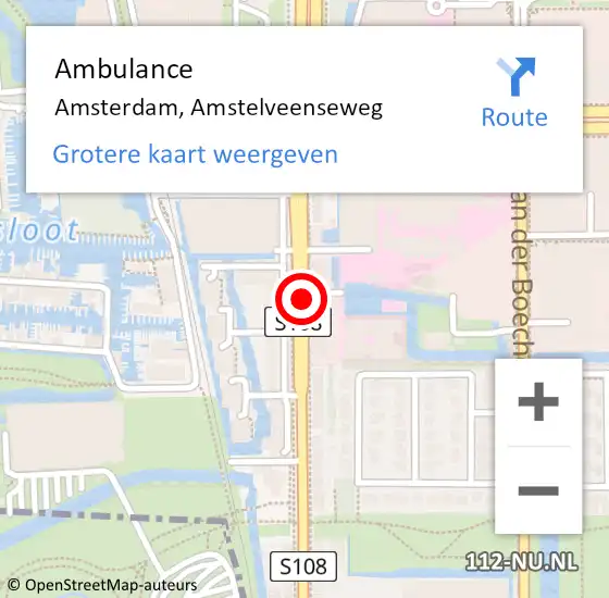 Locatie op kaart van de 112 melding: Ambulance Amsterdam, Amstelveenseweg op 22 juni 2017 16:11
