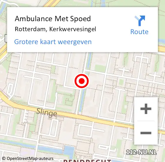 Locatie op kaart van de 112 melding: Ambulance Met Spoed Naar Rotterdam, Kerkwervesingel op 22 juni 2017 16:11