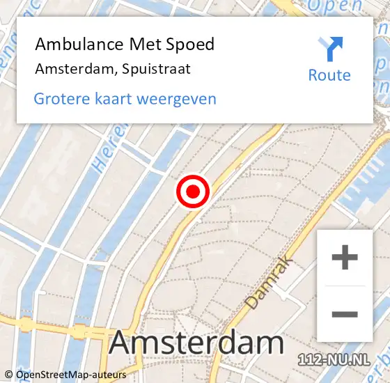 Locatie op kaart van de 112 melding: Ambulance Met Spoed Naar Amsterdam, Spuistraat op 22 juni 2017 16:13