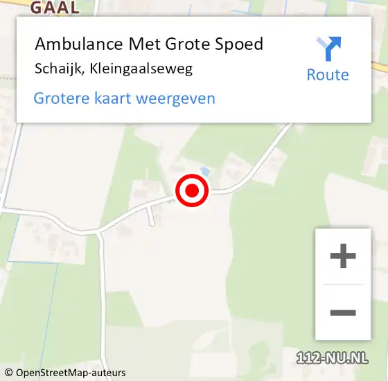 Locatie op kaart van de 112 melding: Ambulance Met Grote Spoed Naar Schaijk, Kleingaalseweg op 22 juni 2017 17:08