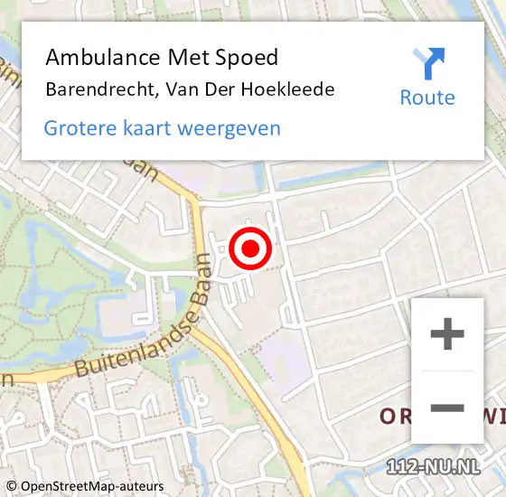 Locatie op kaart van de 112 melding: Ambulance Met Spoed Naar Barendrecht, Van Der Hoekleede op 22 juni 2017 17:31