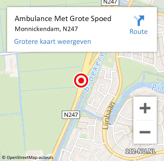 Locatie op kaart van de 112 melding: Ambulance Met Grote Spoed Naar Monnickendam, N247 op 22 juni 2017 17:36