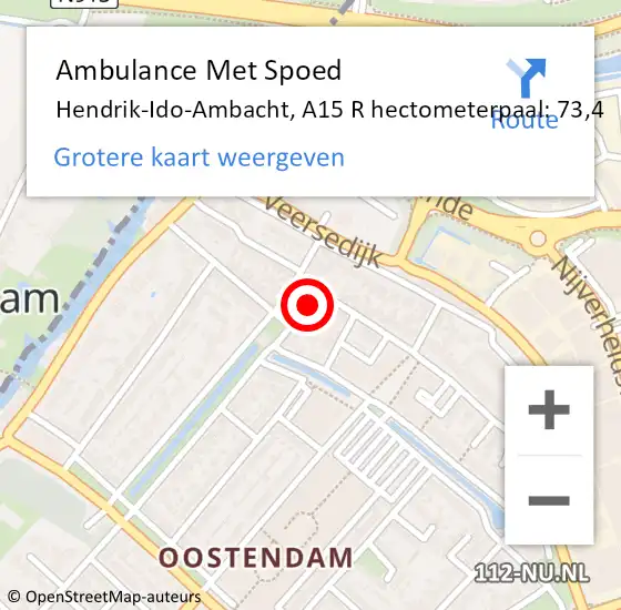 Locatie op kaart van de 112 melding: Ambulance Met Spoed Naar Hendrik-Ido-Ambacht, A15 R hectometerpaal: 73,4 op 22 juni 2017 18:41