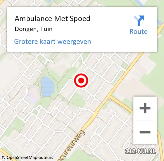 Locatie op kaart van de 112 melding: Ambulance Met Spoed Naar Dongen, Tuin op 22 juni 2017 18:43