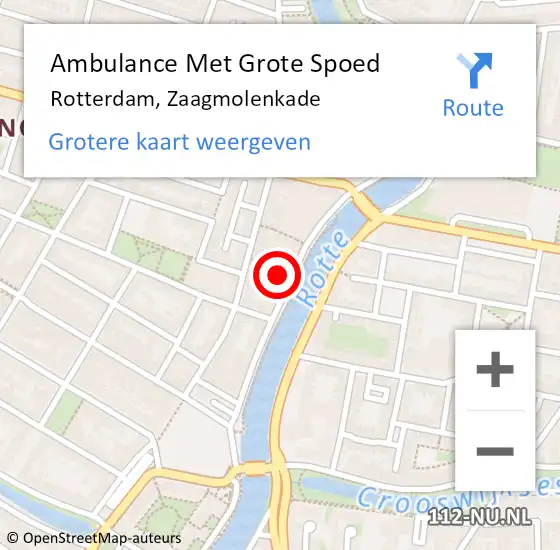 Locatie op kaart van de 112 melding: Ambulance Met Grote Spoed Naar Rotterdam, Zaagmolenkade op 22 juni 2017 19:03