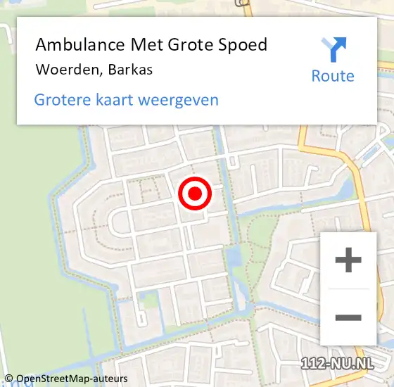Locatie op kaart van de 112 melding: Ambulance Met Grote Spoed Naar Woerden, Barkas op 22 juni 2017 19:49