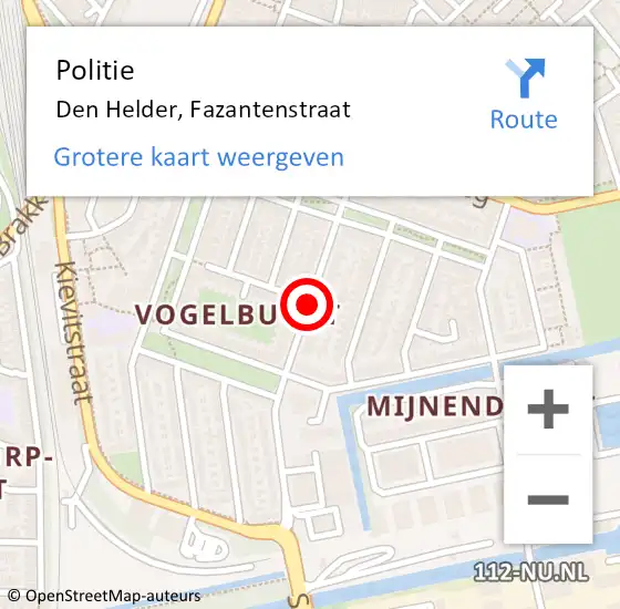 Locatie op kaart van de 112 melding: Politie Den Helder, Fazantenstraat op 22 juni 2017 20:05