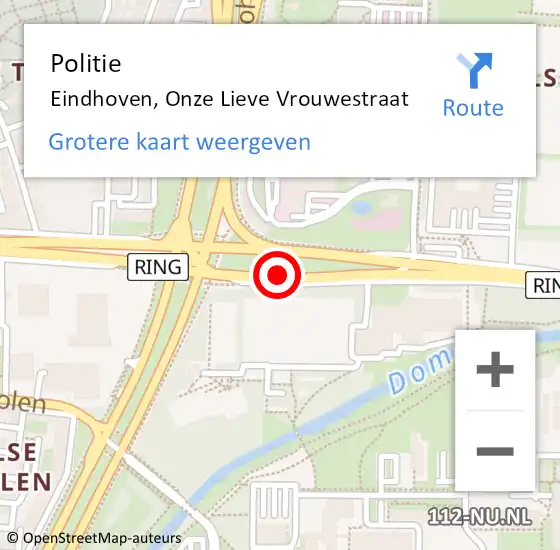 Locatie op kaart van de 112 melding: Politie Eindhoven, Onze Lieve Vrouwestraat op 22 juni 2017 20:53