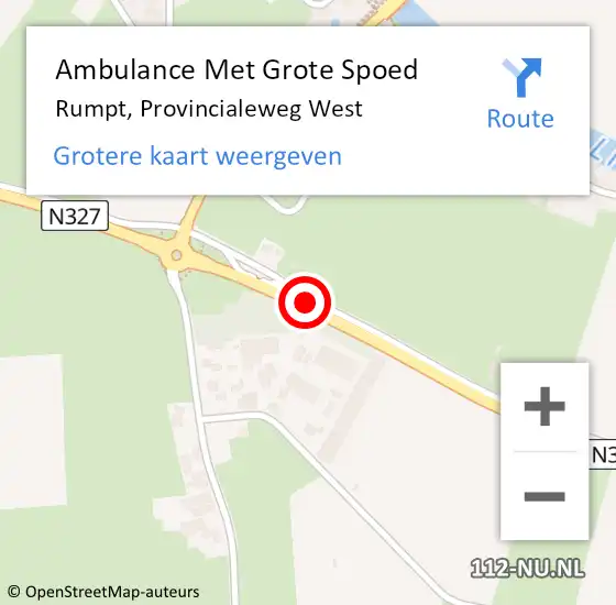 Locatie op kaart van de 112 melding: Ambulance Met Grote Spoed Naar Rumpt, Provincialeweg West op 22 juni 2017 22:23