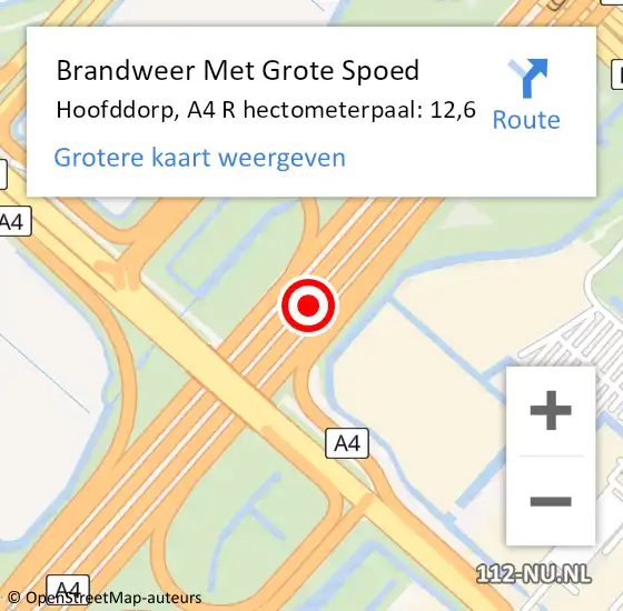Locatie op kaart van de 112 melding: Brandweer Met Grote Spoed Naar Hoofddorp, A4 L hectometerpaal: 15,2 op 22 juni 2017 23:15