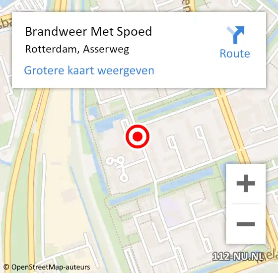 Locatie op kaart van de 112 melding: Brandweer Met Spoed Naar Rotterdam, Asserweg op 23 juni 2017 01:07