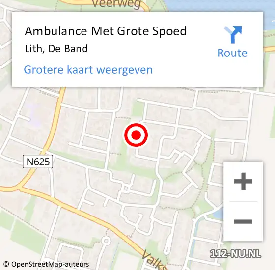 Locatie op kaart van de 112 melding: Ambulance Met Grote Spoed Naar Lith, De Band op 23 juni 2017 01:34