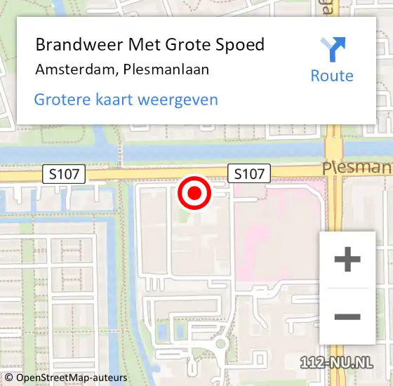 Locatie op kaart van de 112 melding: Brandweer Met Grote Spoed Naar Amsterdam, Plesmanlaan op 23 juni 2017 01:48