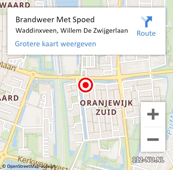 Locatie op kaart van de 112 melding: Brandweer Met Spoed Naar Waddinxveen, Willem De Zwijgerlaan op 23 juni 2017 01:49