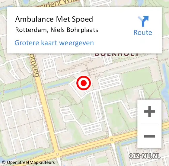 Locatie op kaart van de 112 melding: Ambulance Met Spoed Naar Rotterdam, Niels Bohrplaats op 23 juni 2017 01:50
