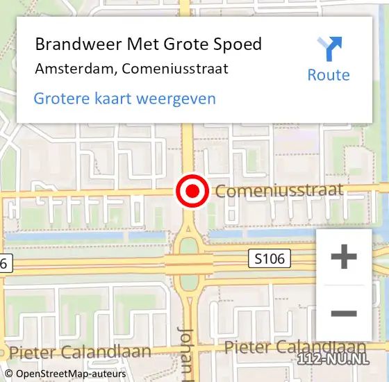 Locatie op kaart van de 112 melding: Brandweer Met Grote Spoed Naar Amsterdam, Comeniusstraat op 23 juni 2017 06:36