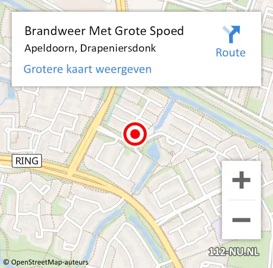 Locatie op kaart van de 112 melding: Brandweer Met Grote Spoed Naar Apeldoorn, Drapeniersdonk op 23 juni 2017 10:30