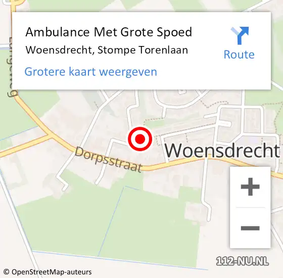 Locatie op kaart van de 112 melding: Ambulance Met Grote Spoed Naar Woensdrecht, Stompe Torenlaan op 23 juni 2017 12:28