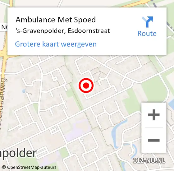 Locatie op kaart van de 112 melding: Ambulance Met Spoed Naar 's-Gravenpolder, Esdoornstraat op 23 juni 2017 15:21