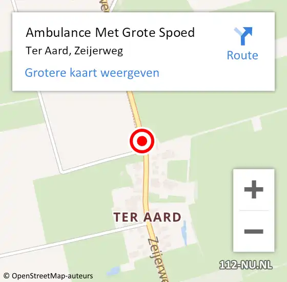 Locatie op kaart van de 112 melding: Ambulance Met Grote Spoed Naar Ter Aard, Zeijerweg op 23 juni 2017 16:20