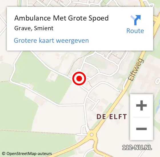 Locatie op kaart van de 112 melding: Ambulance Met Grote Spoed Naar Grave, Smient op 23 juni 2017 23:13