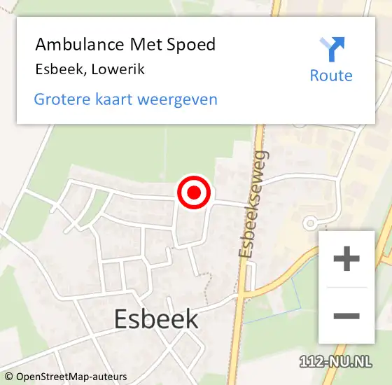 Locatie op kaart van de 112 melding: Ambulance Met Spoed Naar Esbeek, Lowerik op 24 juni 2017 00:34