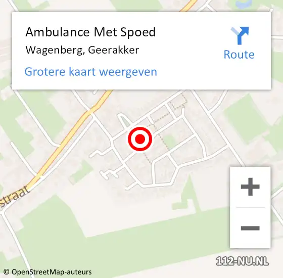 Locatie op kaart van de 112 melding: Ambulance Met Spoed Naar Wagenberg, Geerakker op 24 juni 2017 00:53