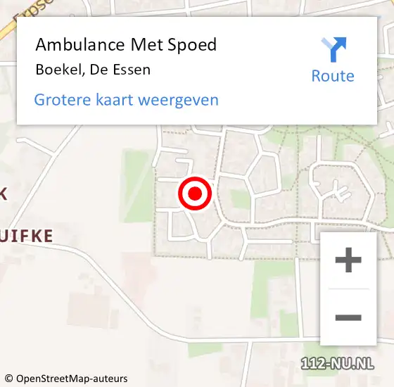 Locatie op kaart van de 112 melding: Ambulance Met Spoed Naar Boekel, De Essen op 24 juni 2017 02:50