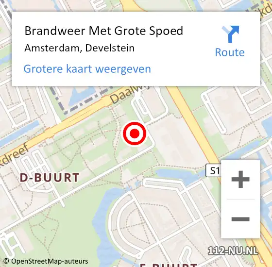 Locatie op kaart van de 112 melding: Brandweer Met Grote Spoed Naar Amsterdam, Develstein op 24 juni 2017 06:19