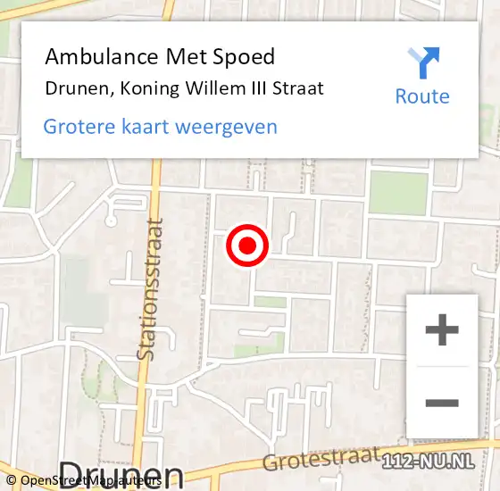 Locatie op kaart van de 112 melding: Ambulance Met Spoed Naar Drunen, Koning Willem III Straat op 24 juni 2017 10:11