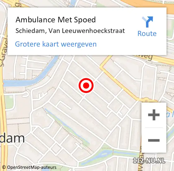 Locatie op kaart van de 112 melding: Ambulance Met Spoed Naar Schiedam, Van Leeuwenhoeckstraat op 24 juni 2017 10:33