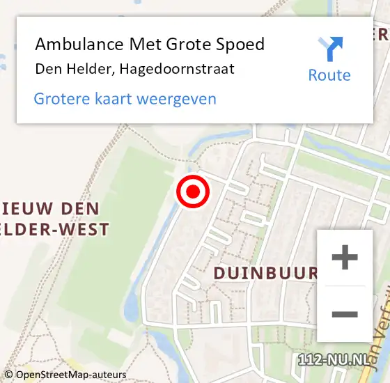 Locatie op kaart van de 112 melding: Ambulance Met Grote Spoed Naar Den Helder, Hagedoornstraat op 24 juni 2017 13:26