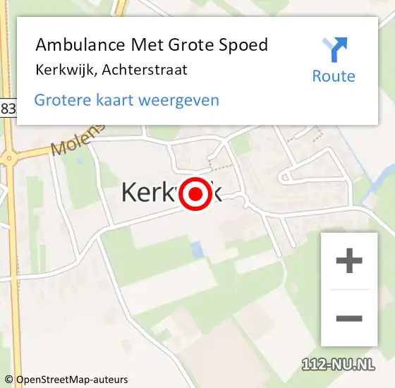 Locatie op kaart van de 112 melding: Ambulance Met Grote Spoed Naar Kerkwijk, Achterstraat op 24 juni 2017 14:11
