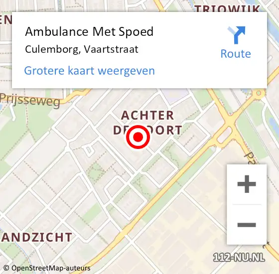 Locatie op kaart van de 112 melding: Ambulance Met Spoed Naar Culemborg, Vaartstraat op 24 juni 2017 14:26