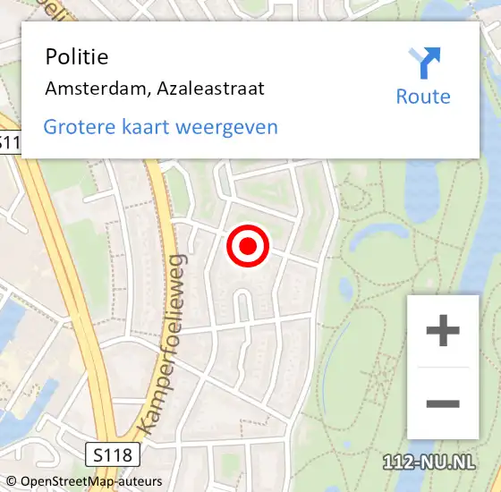 Locatie op kaart van de 112 melding: Politie Amsterdam, Azaleastraat op 24 juni 2017 21:25